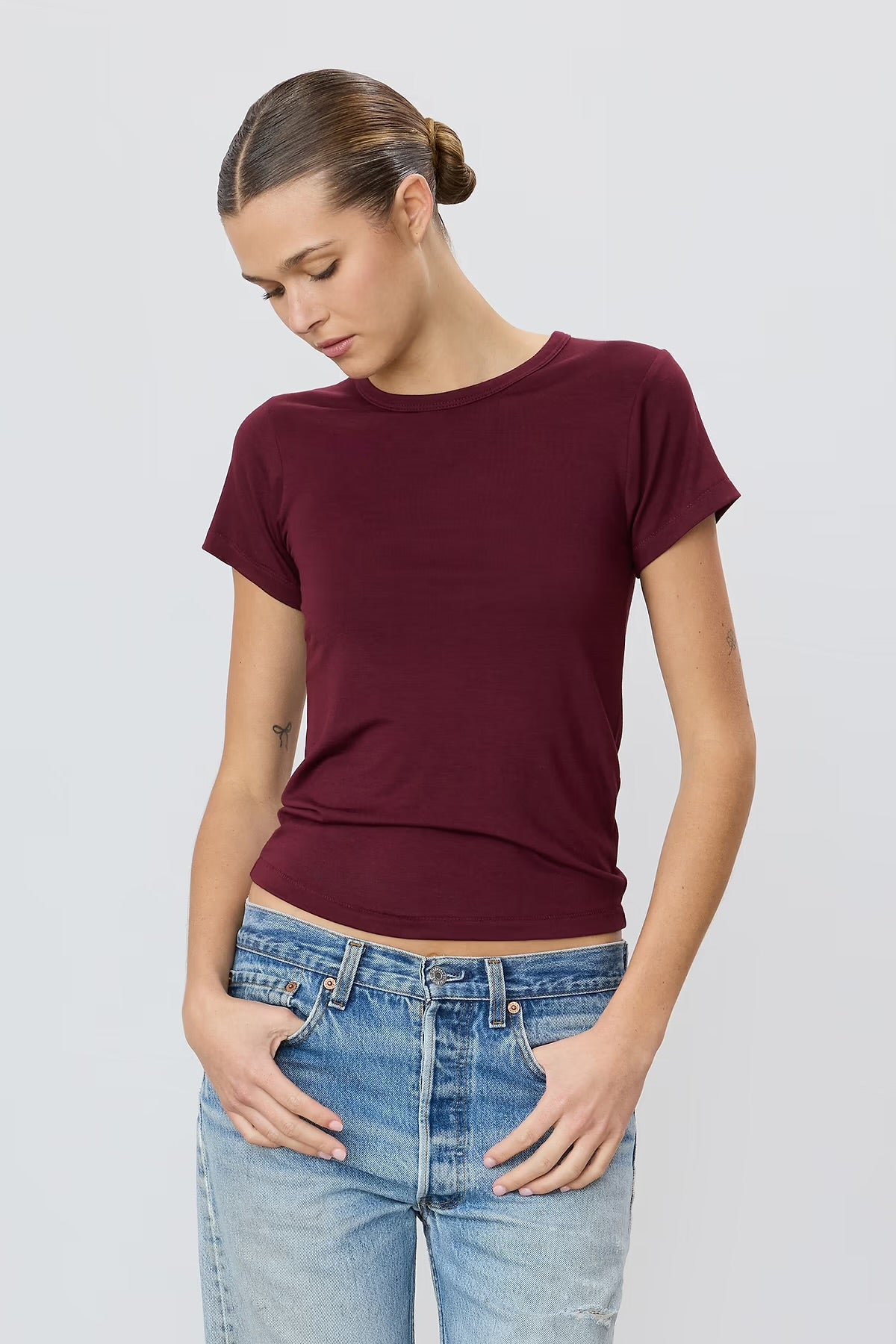 Short Sleeve Baby Tee Oxblood