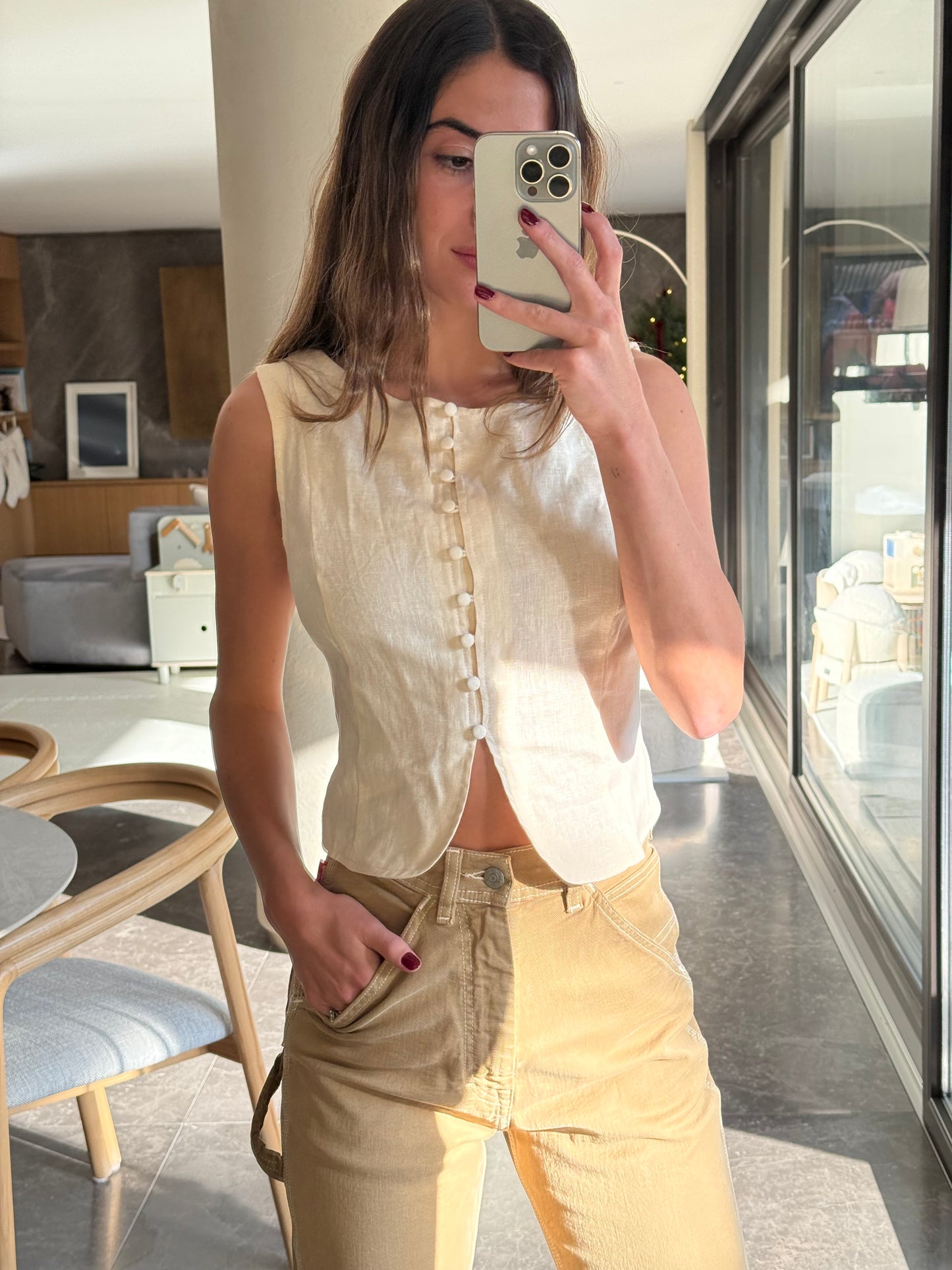 Harley Vest Top Cream