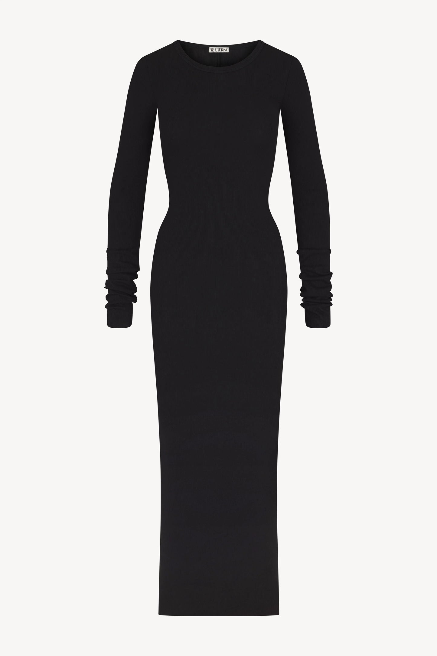 Long Sleeve Crewneck Maxi Dress Black