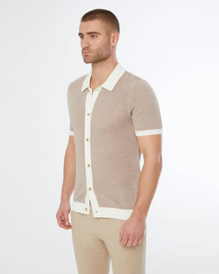 Linen Short Sleeve Button Up Sweater