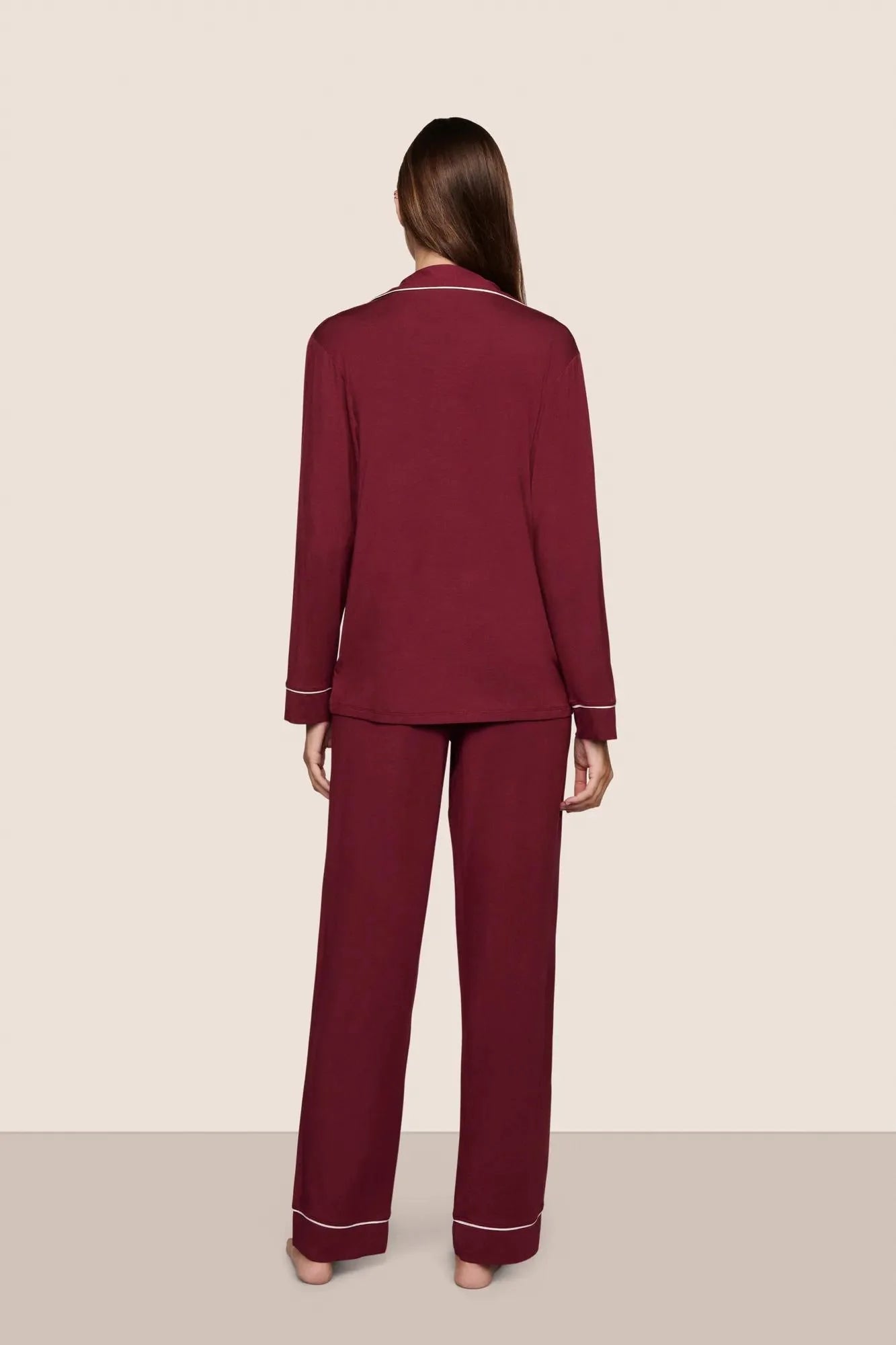 Gisele Modal Long Pj Set Bordeaux