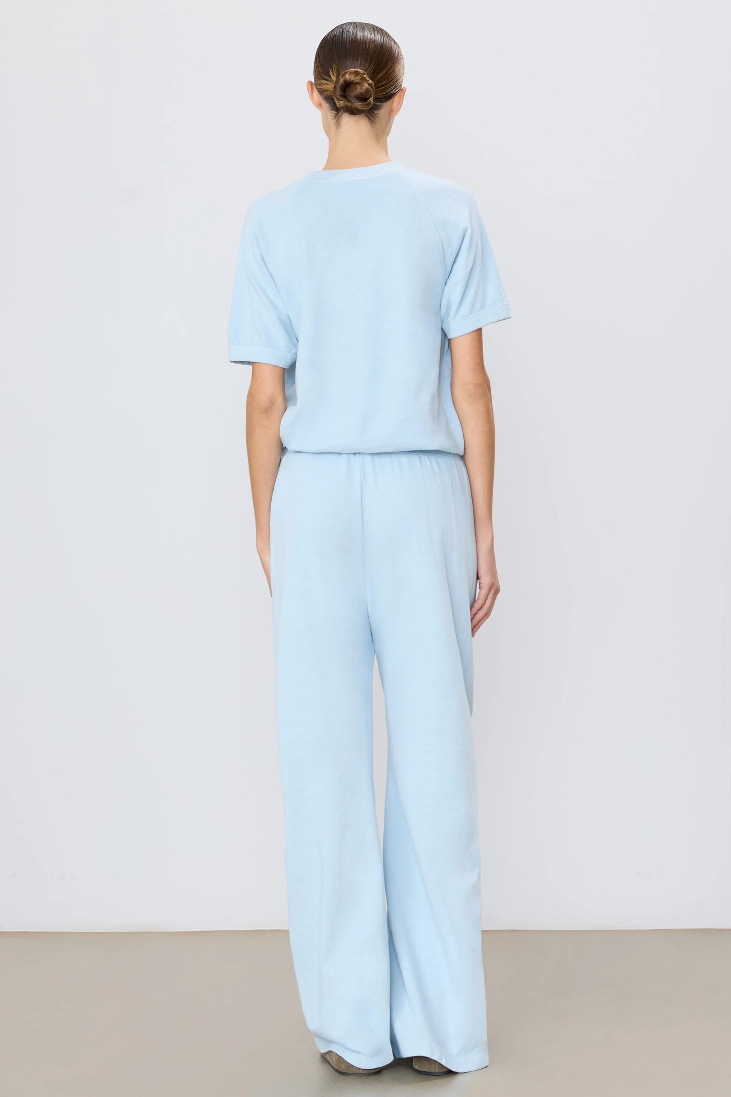 Drawstring Wide Leg Sweatpants Dusty Blue