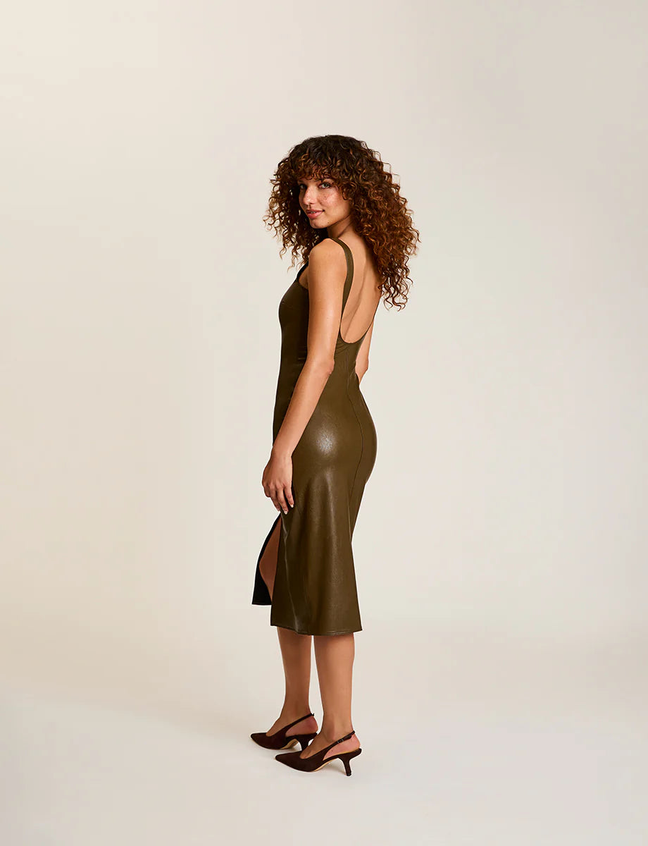 Faux Leather Midi Tank Dress