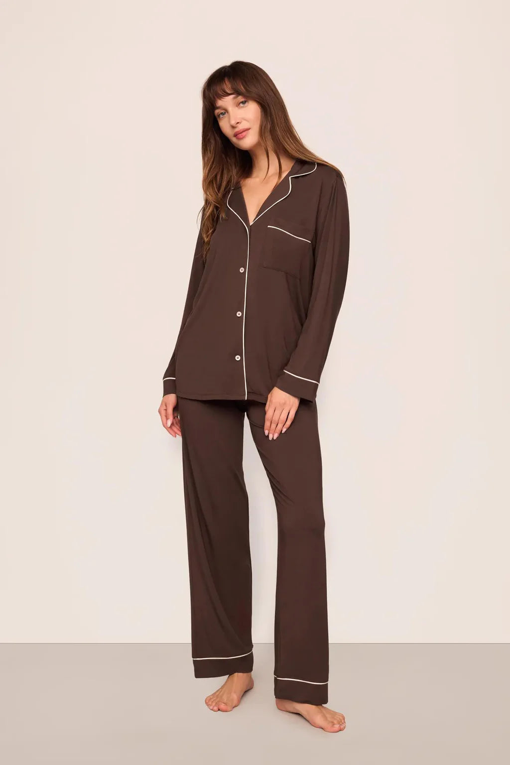 Gisele Modal Long Pj Set Chocolate