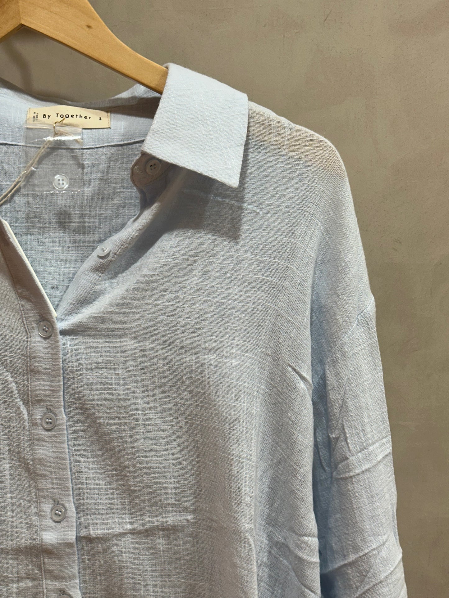 Boyfriend Linen Blue Shirt