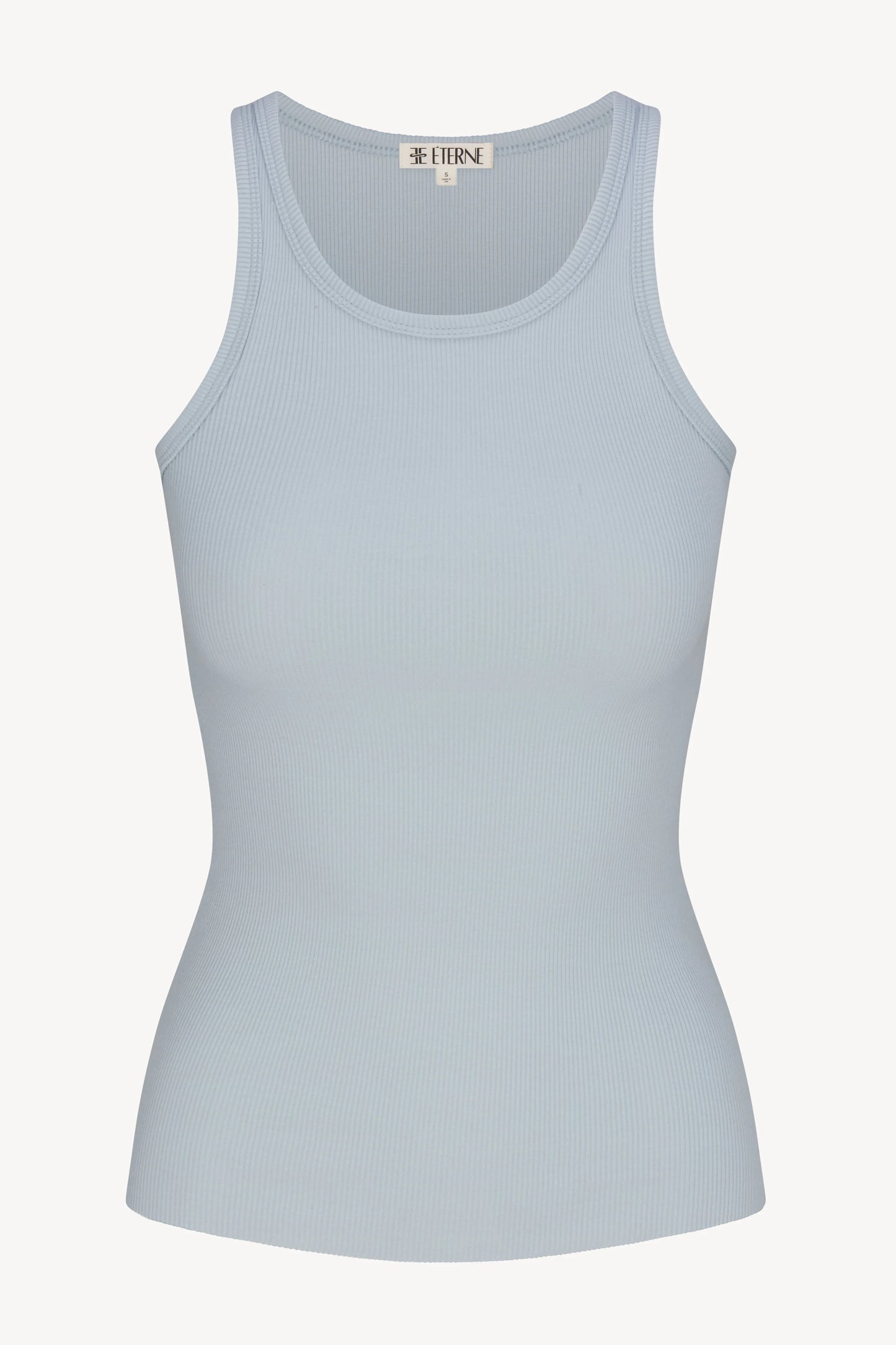 High Neck Fitted Tank Dusty Blue