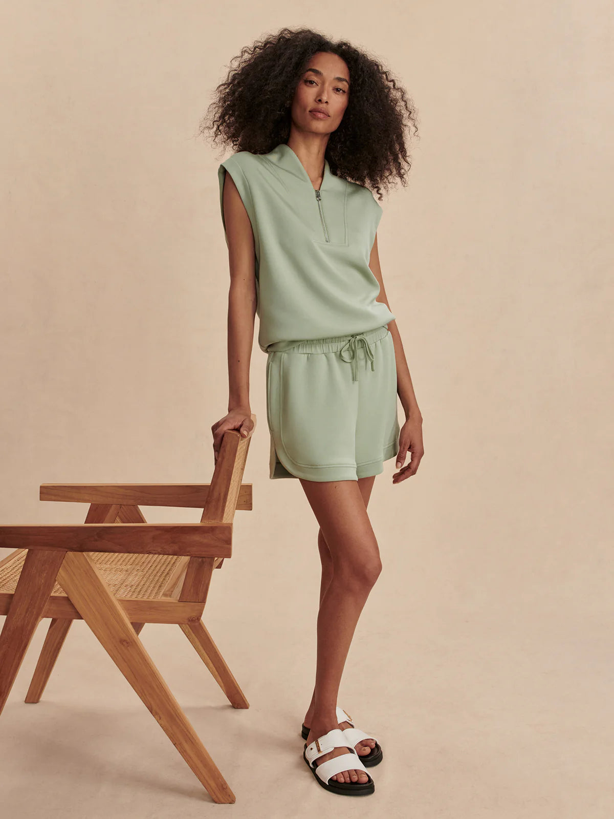 Loretta Sage Set Pants and Short Sleeve