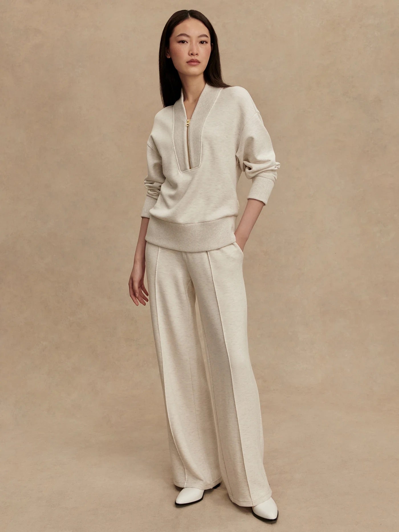 Sally Half-Zip Sweat Ivory