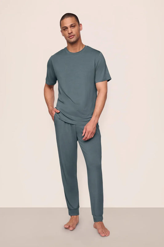 Henry Modal Short Sleeve Set Stone Blue