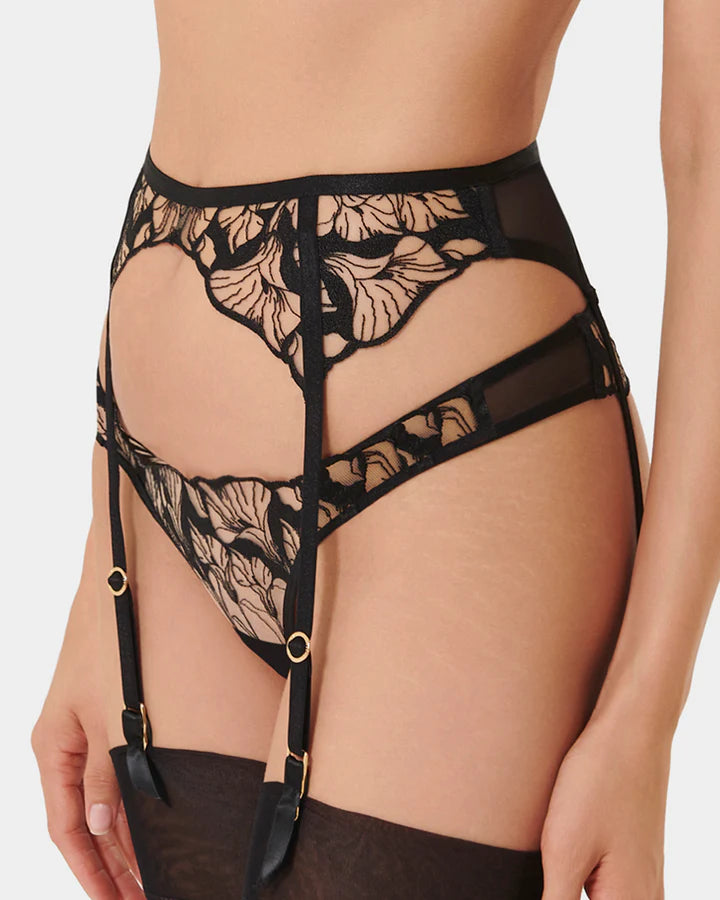 Kalmia Thong & Suspenders Belt Black