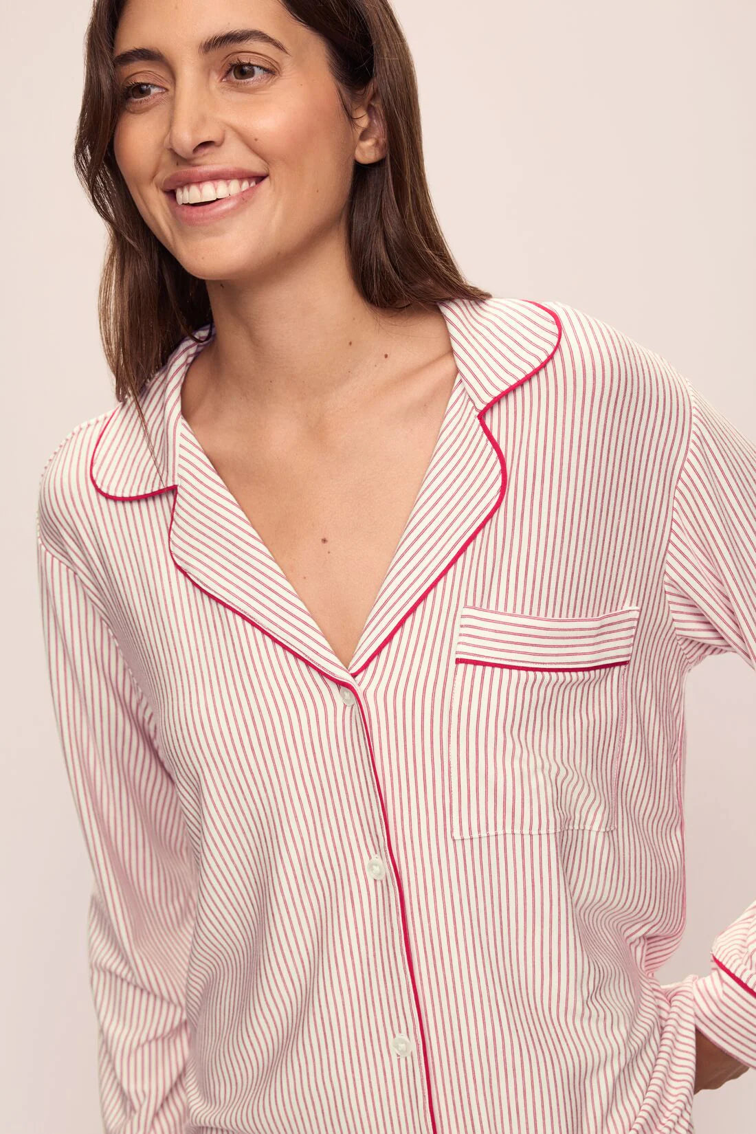 Gisele Printed Long Pj Set Duo Stripe