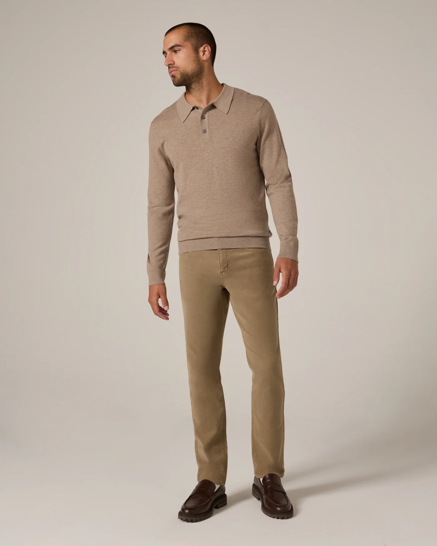 Belford Long Sleeve Sweater Polo Beige