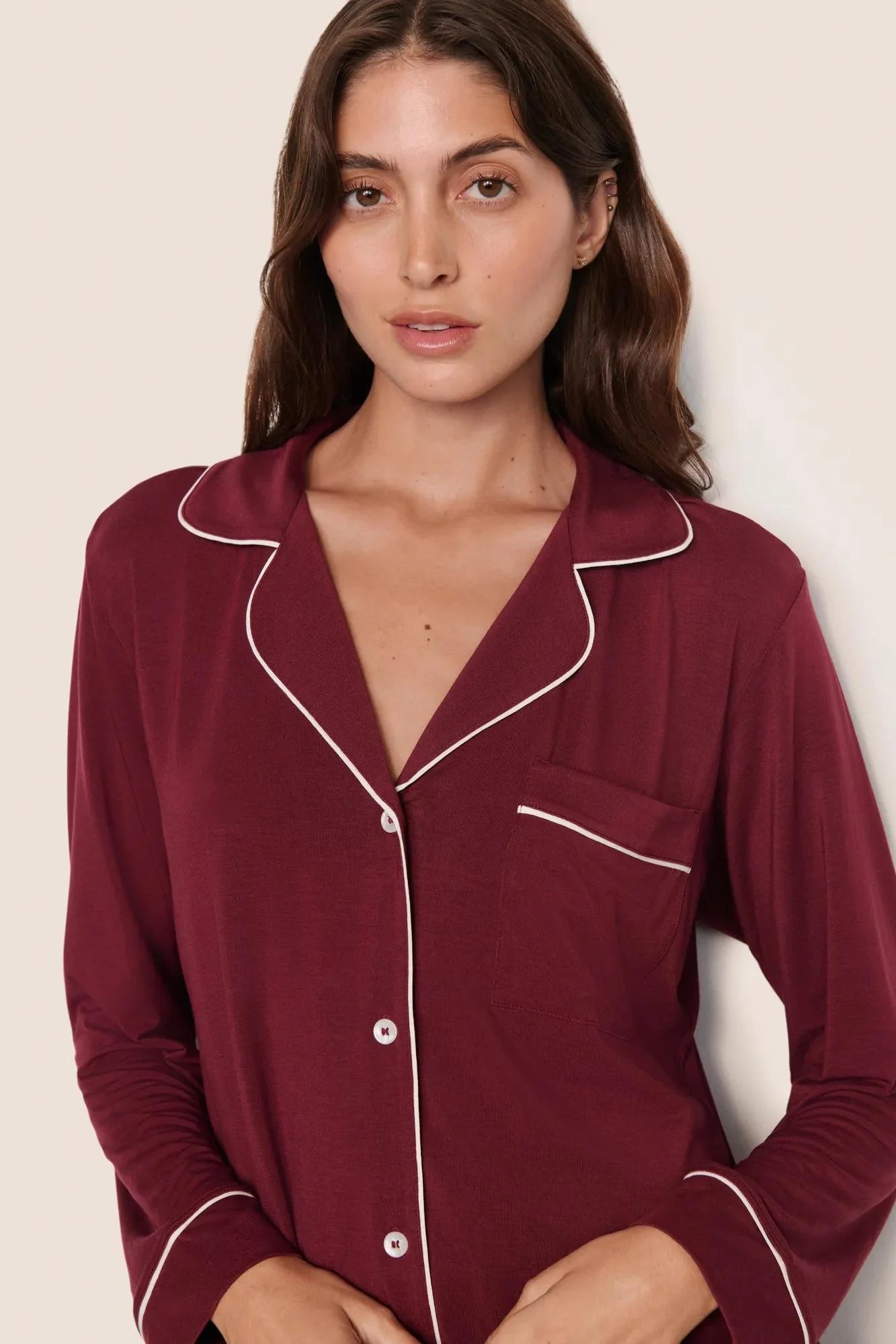 Gisele Modal Long Pj Set Bordeaux