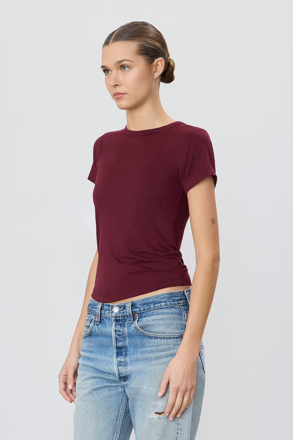 Short Sleeve Baby Tee Oxblood