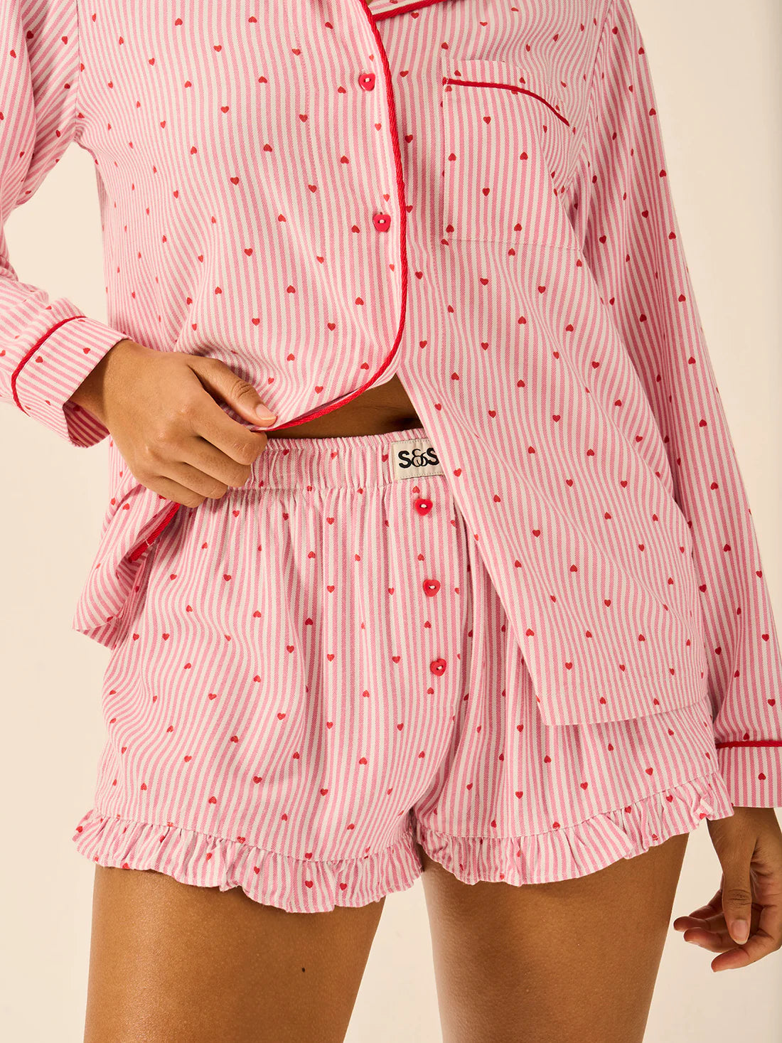Soft Brushed Hearts PJ Set