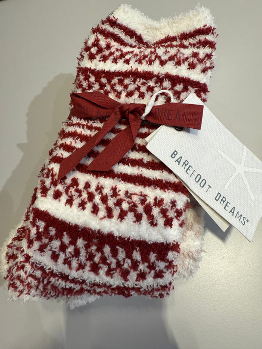 CozyChic Checkered Stripe Sock Crimson