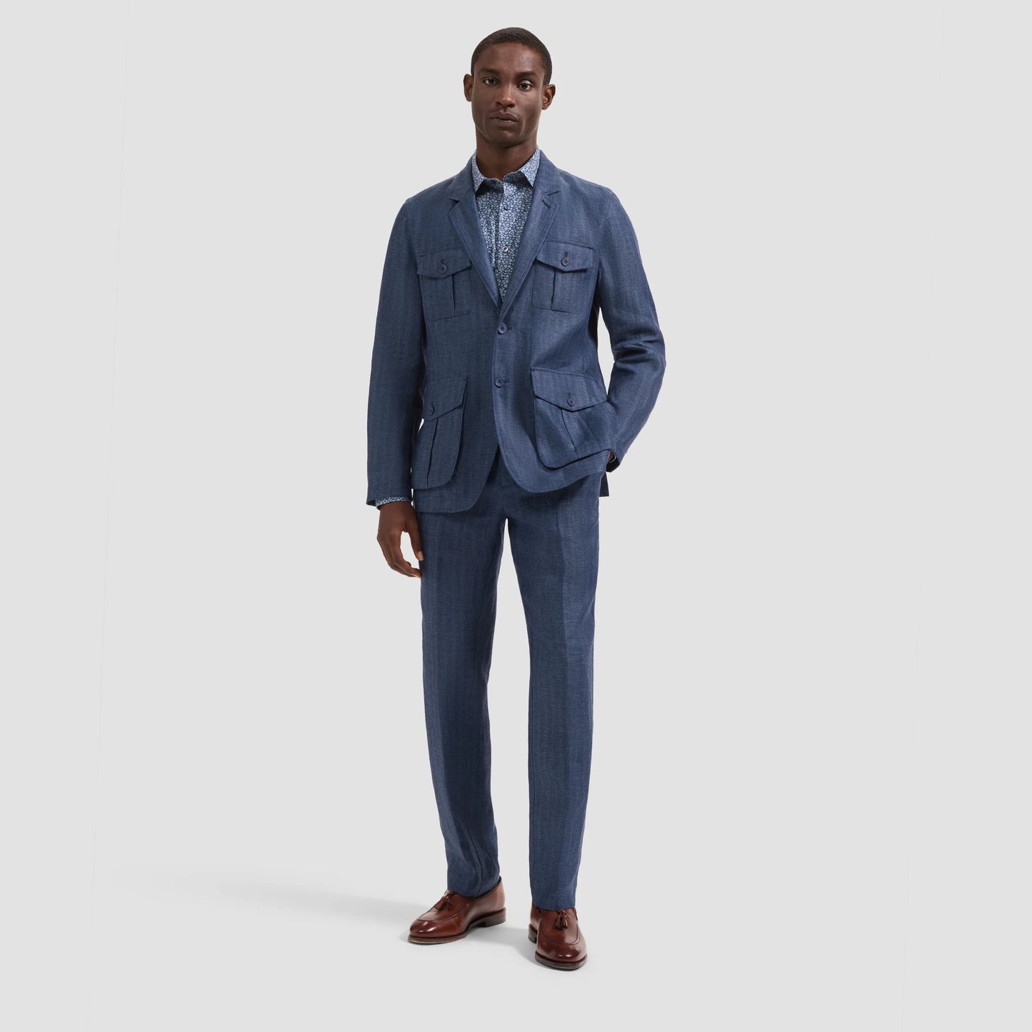 Linen Safari Blazer Navy