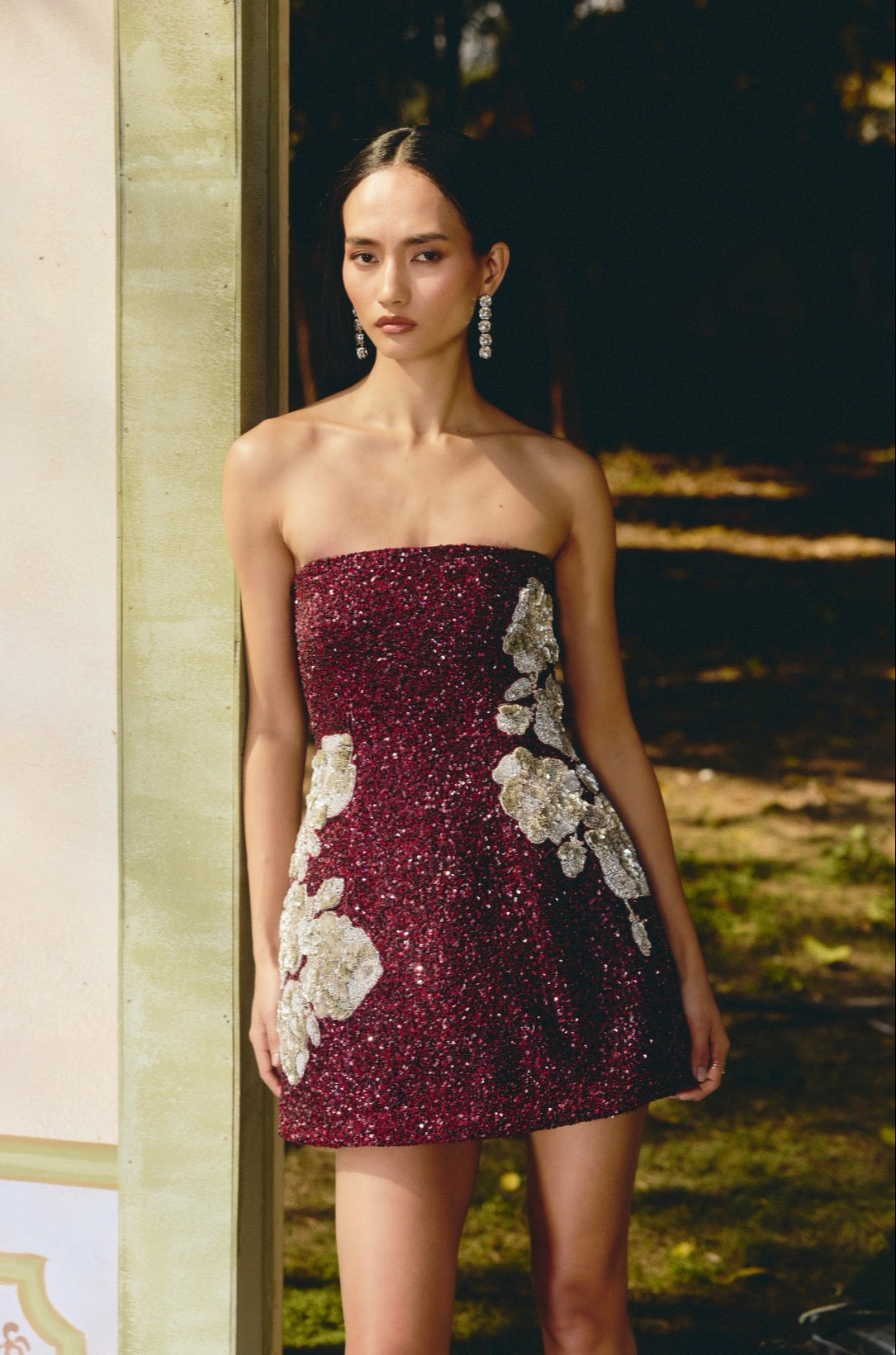 Floral Wine Mini Dress