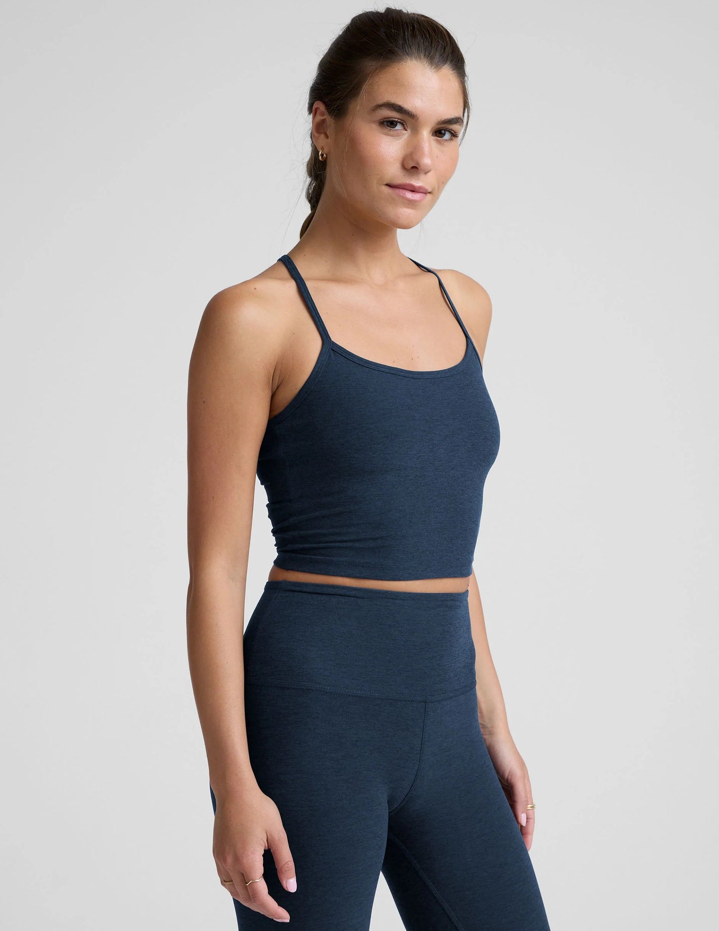 Spacedye Slim Racerback Cropped Tank Navy