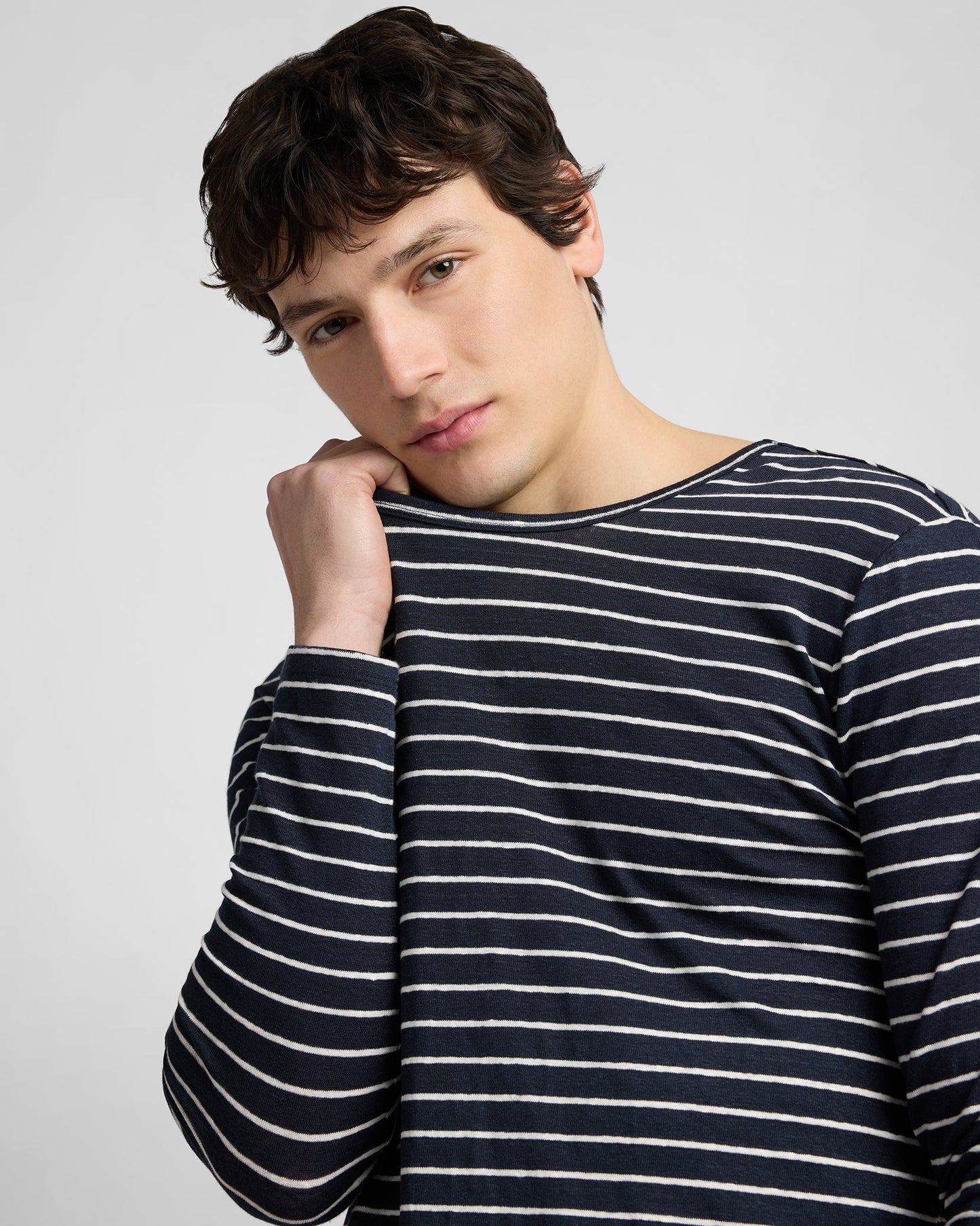Stretch Linen Jersey Long Sleeve Tee