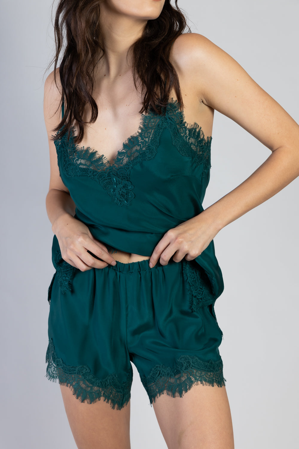 Coco Lace Shortie PJ Set Cypress Teal
