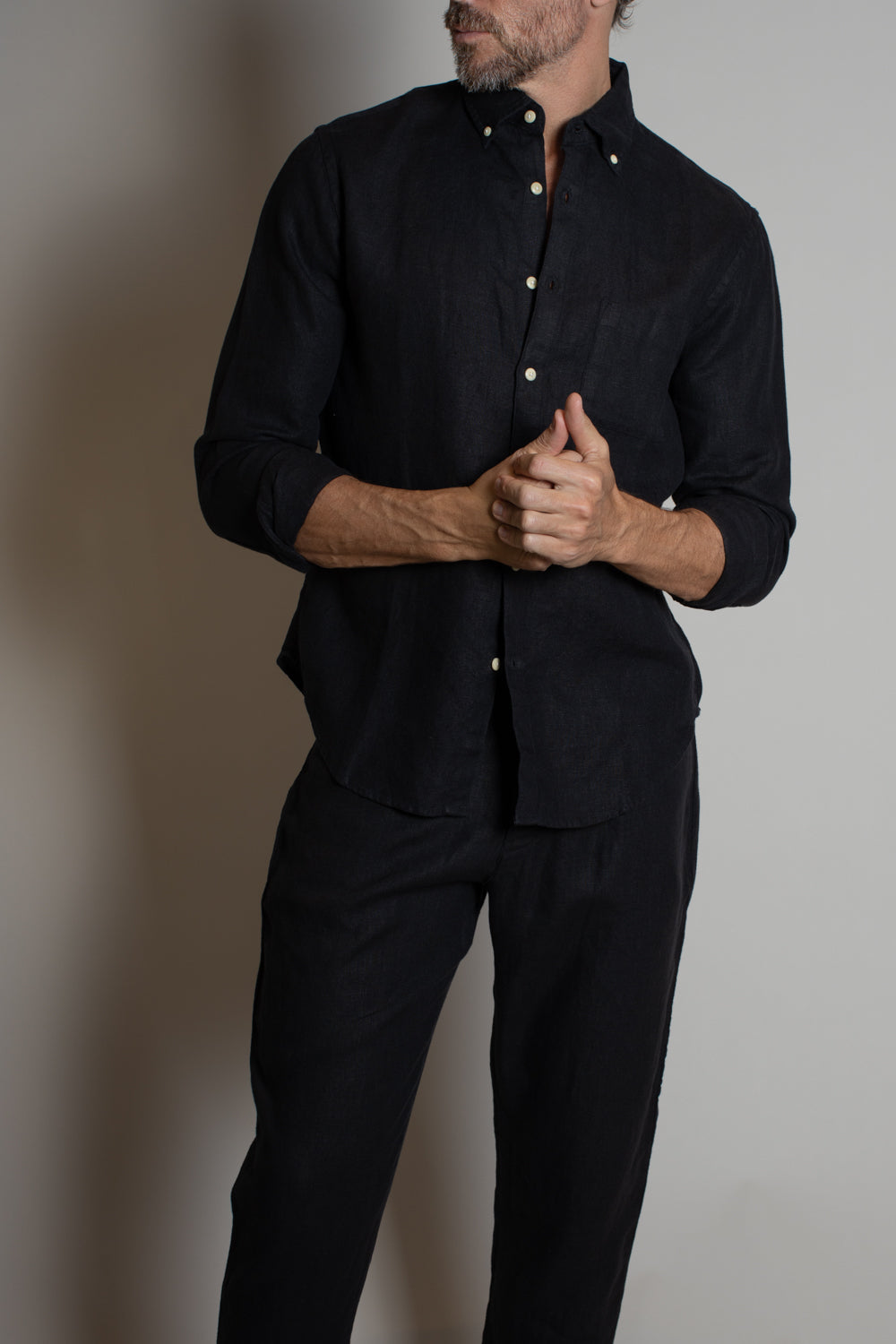 Cham Linen Pants Black