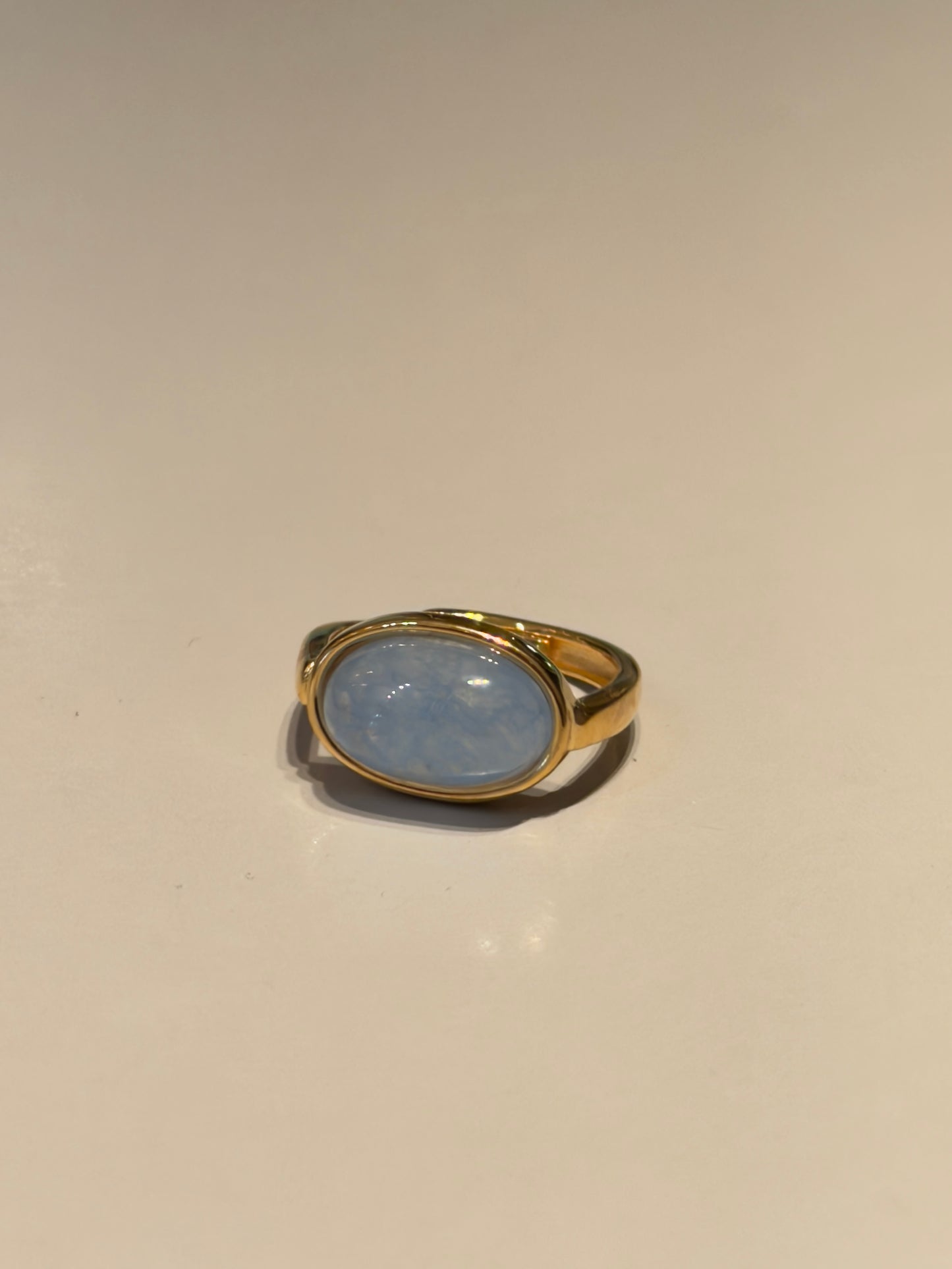 Moonstone Baby Blue Oval Ring