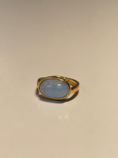 Moonstone Baby Blue Oval Ring