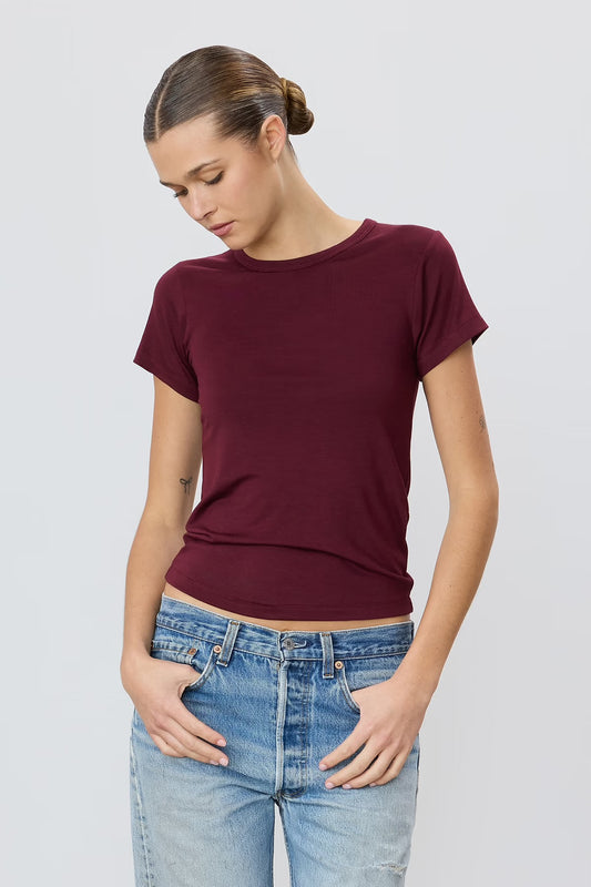 Short Sleeve Baby Tee Oxblood