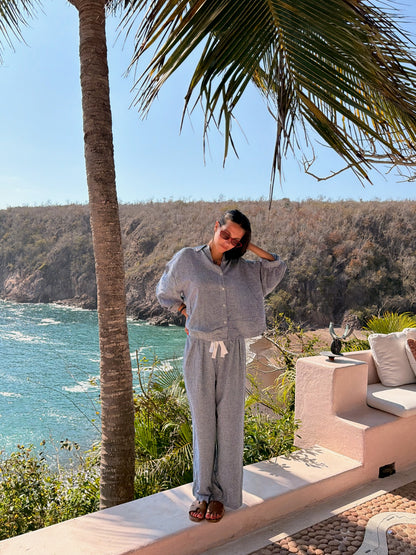 Checkered Linen Set