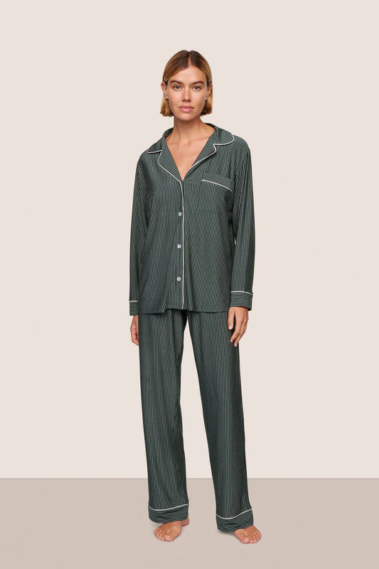 Gisele Modal Long Pj Set Duo Stripe Pine