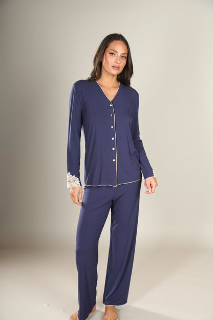 Pyjama Bamboo Rib Blue