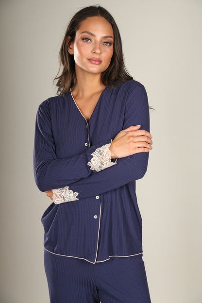 Pyjama Bamboo Rib Blue