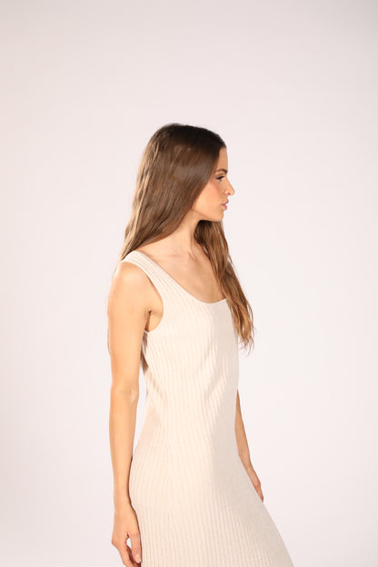 Ribbed Square Neck Dress