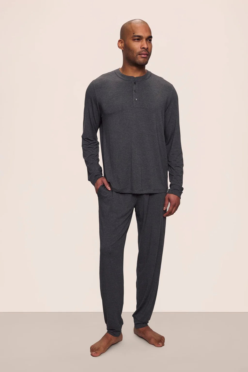 Henry Modal Long Pj Set Charcoal