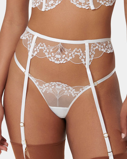 Marisa Suspender & Thong White