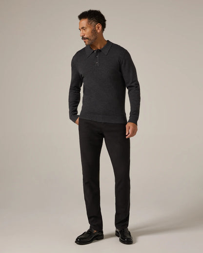 Belford Long Sleeve Sweater Polo Charcoal