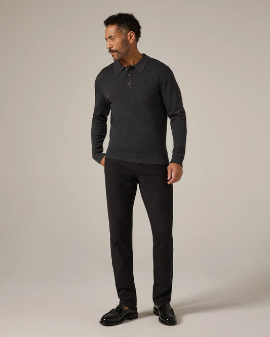 Belford Long Sleeve Sweater Polo Charcoal