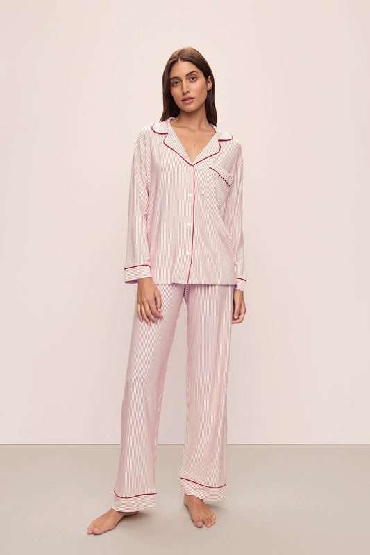 Gisele Printed Long Pj Set Duo Stripe