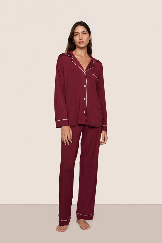 Gisele Modal Long Pj Set Bordeaux