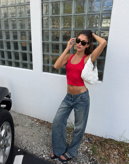 Ashby Rib Crop Red