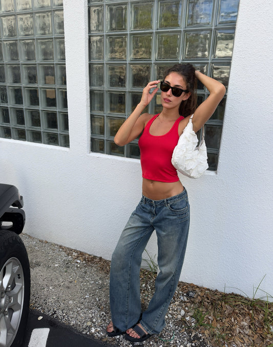 Ashby Rib Crop Red