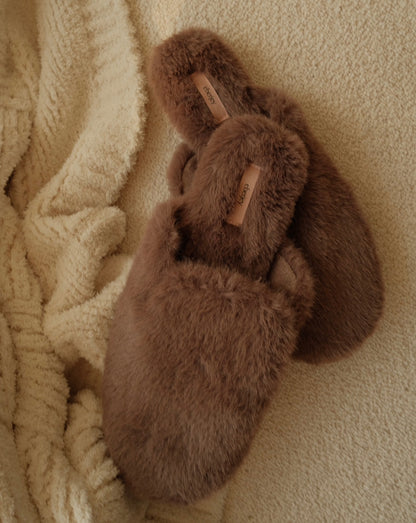 Plush Slippers Deep Taupe