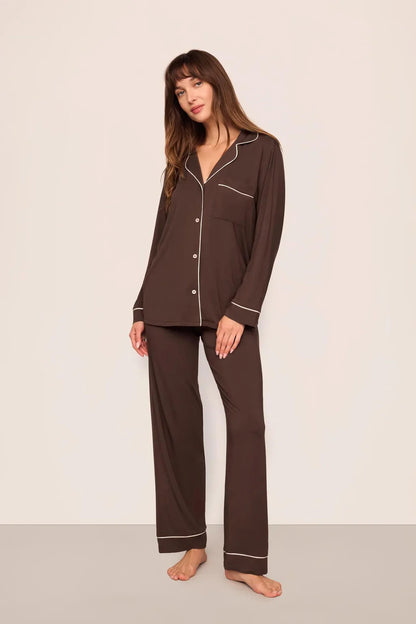 Gisele Modal Long Pj Set Chocolate