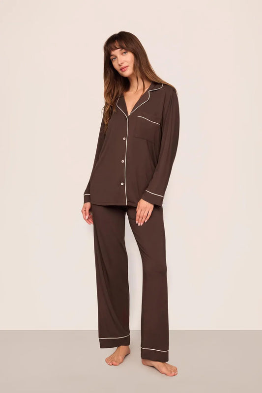 Gisele Modal Long Pj Set Chocolate