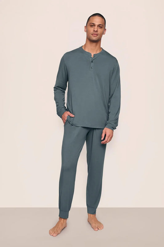 Henry Pj Longsleeve Stone Blue Set