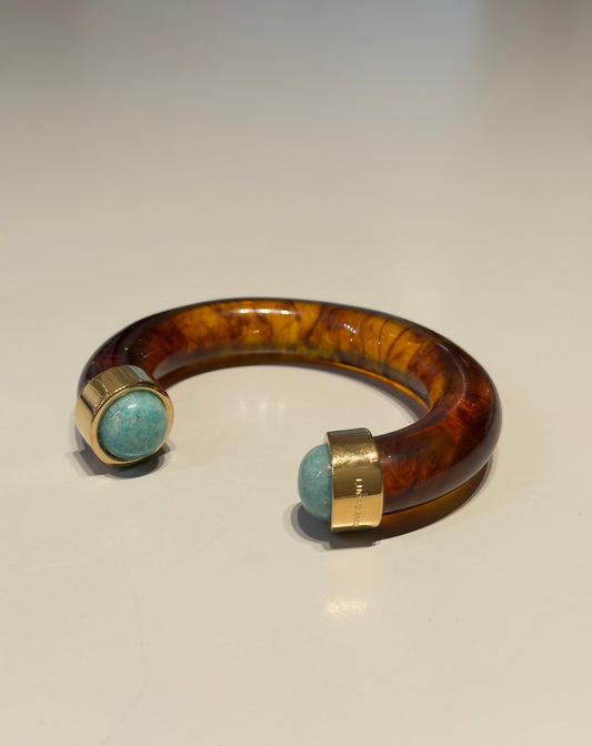 Resin Shell Aqua Tigers Eye Bangle