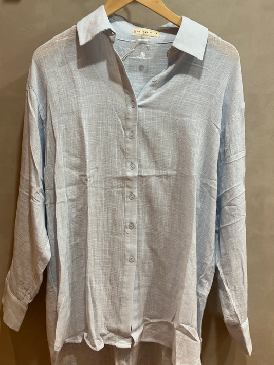 Boyfriend Linen Blue Shirt