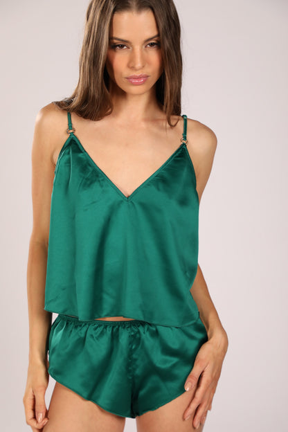 Faye Satin Cami and Short Green