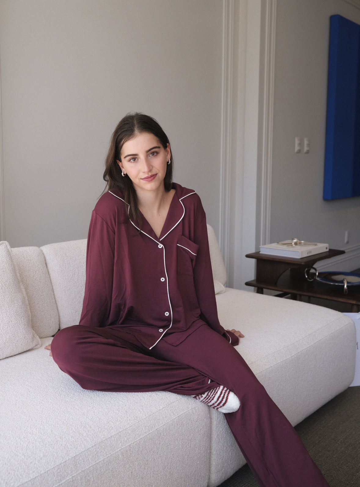 Gisele Modal Long Pj Set Bordeaux
